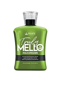 HEMPZ Truly Mello Max Dark Tan Intensifier with Tyrosine - Herbal Moisturizing Self Tanning Lotion for Tanning Beds, Beach, Sun 13.5 Fl OZ