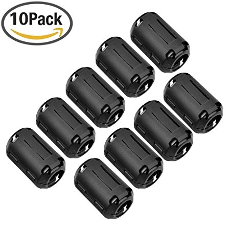 Ferrite Core, YAMAY 10-Pack Snap On 15mm Ferrite Core Cord Ring Choke Bead RFI EMI Noise Suppressor Filter for Power Cord USB Cable Antenna HDMI Audio Cable