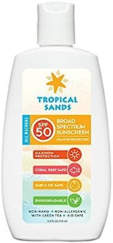 Tropical Sands All Natural SPF 50 Mineral Sunscreen - Biodegradable, Visible Sun Protection - 5.4 Fl Oz