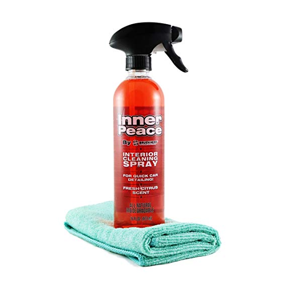 Brush Hero Inner Peace with Mini Microfiber Towel - Interior Detailing Spray Citrus Scent Biodegradable Formula (16oz)