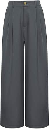 GRACE KARIN Wide Leg Pants for Women Cotton Linen Business Casual Long Trousers Palazzo Pants with Pockets