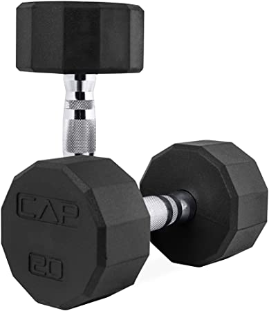 CAP Barbell 12 Sided Rubber Coated Solid Steel Cast-Iron Pair Dumbbells for Muscle Toning, Full Body Workout, Home Gym Dumbbells, Sold in Pairs