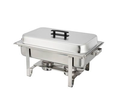 Winco C-3080B Newburgh Chafer, 8 Qt, Oblong, 18/8 Stainless Mirror Finish Cover - Buffet Chafing