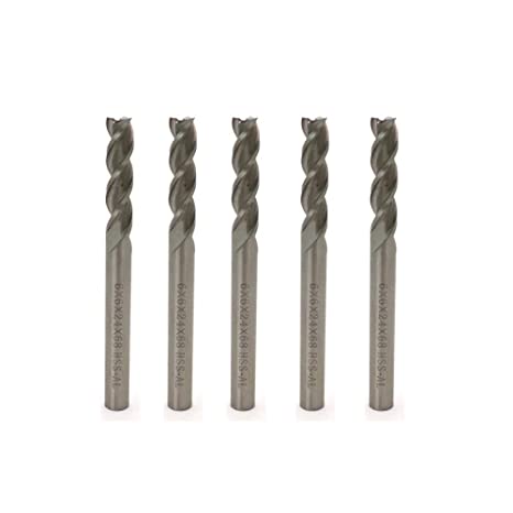 Rannb 3 Flutes End Mill Cutter 0.24"/6mm Cutting Dia 0.24"/6mm Shank Dia - Pack of 5
