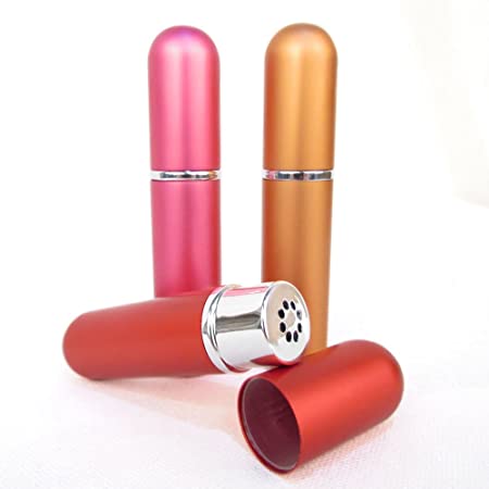 Set of 3 Pink, Red, & Copper Color Empty Essential Oil Personal Inhaler Refillable Aluminum Glass by Rivertree Life