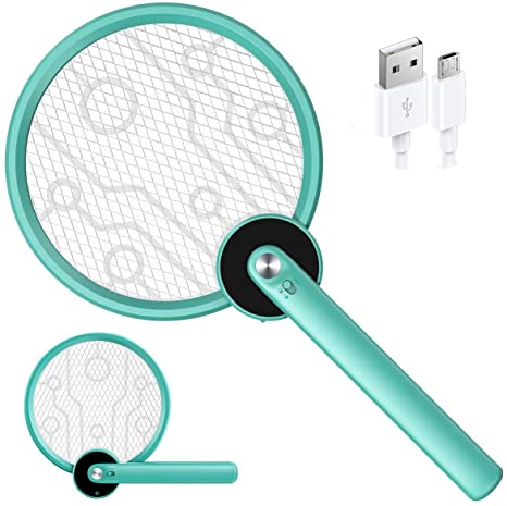 Expower Bug Zapper Racket, Electric Fly Swatter, Fly Killer Electric Mosquitoes Swatter with UV Light, Attract to Zap Flying Insects, USB Fly Mosquito Insects Killer