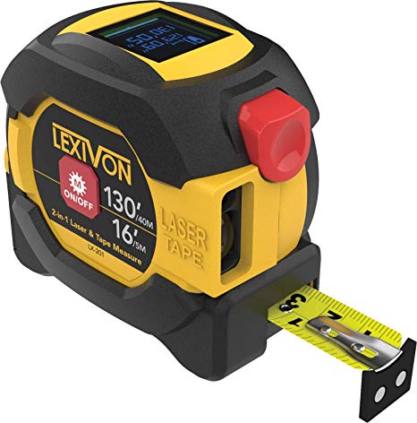 LEXIVON 2 in 1 Digital Laser Tape Measure | 130ft/40m Laser Distance Meter Display On Backlit LCD Screen with 16ft/5m AutoLock Measuring Tape | Ft/Inch/Fractions/M/mm(LX-201)