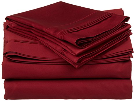 Galaxy's 600 - Thread- Count 100% Egyptian Cotton ( 4-Piece ) - Extra Deep Pocket - 26" Inches, Free Delievery Cool Feeling Sheet Set in Solid Color's & Sizes ( Cal-King, Burgundy ) By Galaxy's Linen