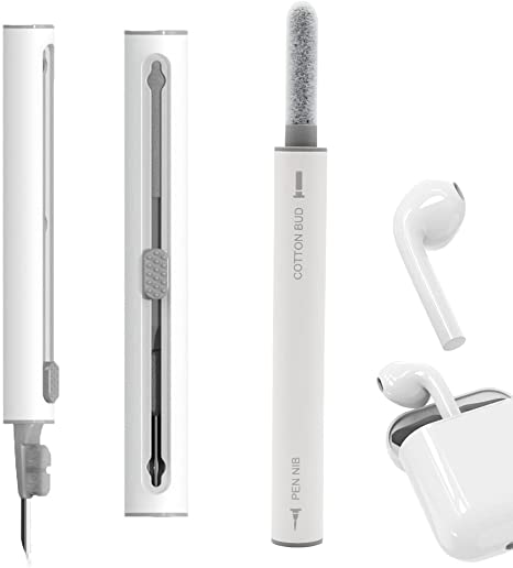 Bluetooth Clean kit for Airpod,Multifunctional Bluetooth Earbuds Cleaning Pen Kit for Air-pods, Portable Cleaner Pen for Cleaning The Dust in Earphone, Camera, Mobile Phone (White)