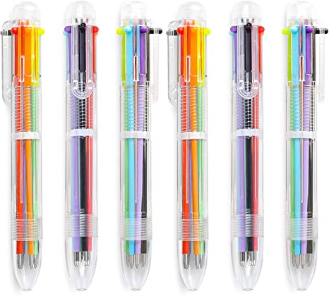 23 Pack 0.5mm 6-in-1 Multicolor Ballpoint Pen 6 Colors Retractable Ballpoint Pens