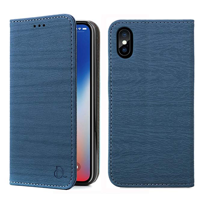 iPhone X Case,iPhone X Wallet Case,Dingrich Flip Folio Stand Protective Case with Card Slots for Apple iPhone X Edition 2017 Released (Dark Blue)