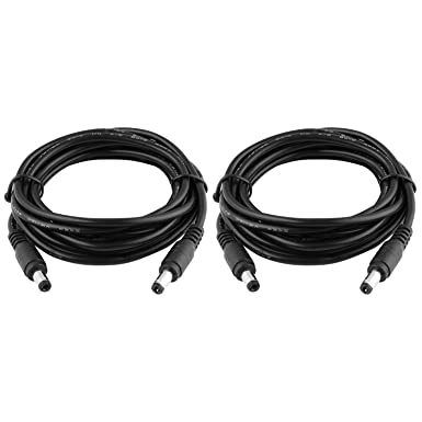 Onite 20AWG 6.6ft DC Male to Male 5.5x2.1mm Plug Power Adapter Cable for LED Strip,Surveillance Camera,CCTV Security Camera,LED Display,IP Camera,DVR,Router,Invoice Printer,2-Pack