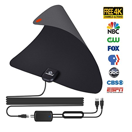 TV Antenna,N.oranie Indoor Digital HDTV Antenna Kit 50-85 Miles Range with Detachable Amplifier Signal Booster 13ft Coax Cable for All Local Broadcast 4K/HD/VHF/UHF Signal Channels Freeview