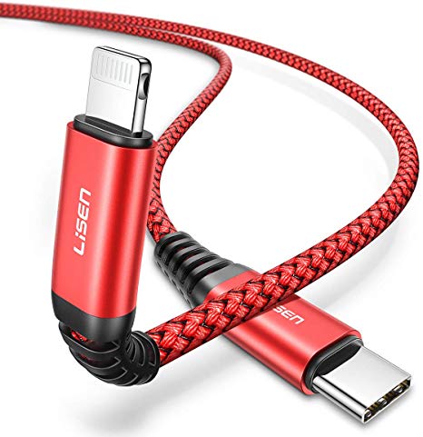 LISEN USB C to Lightning Cable 6FT, MFi-Certified iPhone Charge Cable Fast Power Delivery Charging Cable Nylon Braided Compatible with iPhone 11/11 Pro/11 Pro Max/X/XS/XR/XS Max/8/8 Plus