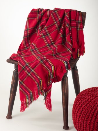 Classic Red Plaid Design Throw Blanket, 50"x60"