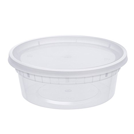 Glotoch Item # DC-8 240Pieces 8 Ounce Deli Cups Food Storage Containers with Leak Proof Lid - Foodsavers for Portion Control - BPA-Free Reusable Microwaveable,Freezer & Dishwasher Safe