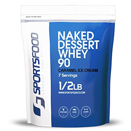 Naked Dessert Whey 90 All Natural Stevia Protein Isolate (Caramel Ice Cream, 1/2lbs) 90% Protein, LOW Carbs & Fat, ZERO Sugar, No Artificial Ingredients