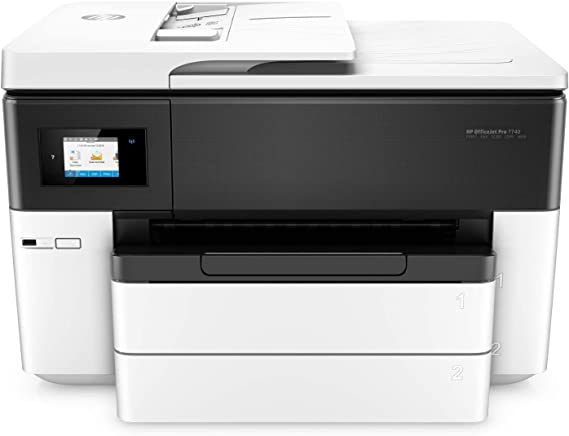 HP OfficeJet Pro 7740 Wireless All-in-One Inkjet Color Printer, Print&Copy&Scan&Fax, 34ppm, 2-Sided Scanning with ADF, Wide-Format 11x17 Printing, Work with Alexa G5J38A, with Lanbertent Printer Cable