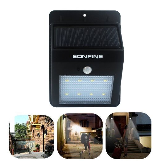 Eonfine Latest 8 LED PIR Motion Sensor Solar Power Light Night Garden Wall Pathway Lamp,Outdoor Bright LED light For Patio, Deck, Yard, Garden, Home, Driveway, Stairs, Outside Wall,Security Night Light