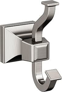 Amerock BH36020G10 | Brushed Nickel Single Robe Hook | 4-1/4 in. (108 mm) Length Towel Holder | Mulholland | Towel Hook for Bathroom | Bathroom Hardware | Bath Accessories