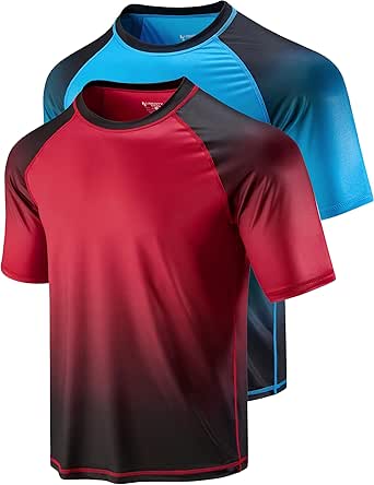 Liberty Imports 2-Pack Men's UV Short Sleeve Swim Shirts Loose Fit Rash Guards