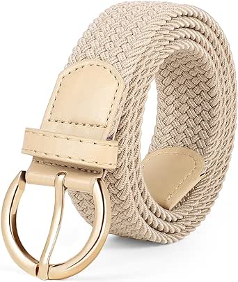 JASGOOD Women Braided Woven Elastic Stretch Belt Canvas Casual Belt for Jeans Pants