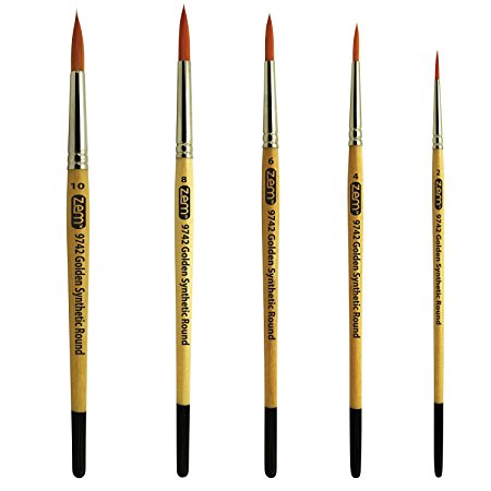 Student Golden Synthetic Rounds Brushes Set Sizes 2,4,6,8,10