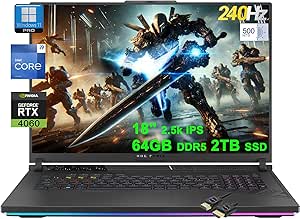 ASUS ROG Strix G18 G814 Gaming Laptop | 18" 2.5k 240Hz 500nits 100% DCI-P3 3ms | Intel 24-core i9-14900HX | 64GB DDR5 2TB SSD | GeForce RTX 4060 Graphic | Thunderbolt RGB Backlit Win11Pro + HDMI Cable