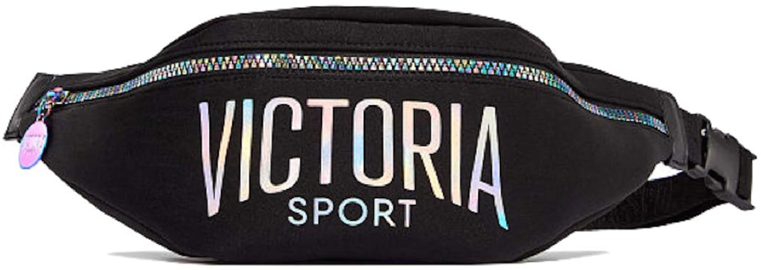 Victoria's Secret Sport Belt Bag Waist Fanny Pack Iridescent Logo, Black