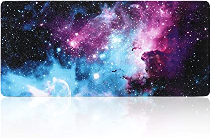 iLeadon Extended Gaming Mouse Pad - Non-Slip Water-Resistant Rubber Base Computer Keyboard Mouse Mat, 35.1 x 15.75-inch 2.5mm Thick XX-Large, Ideal Partner for Work & Game, Colorful Nebula