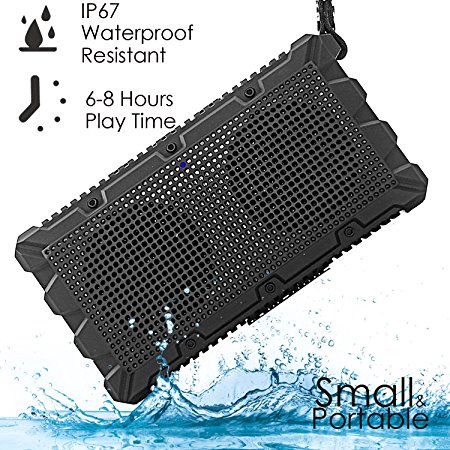 Wireless Waterproof Bluetooth Speaker by Kong Kim,Portable Mini Pocket Size Hands Free 5W Loud Sound Box,IP67 Floating for Swimming Pool Bathroom Shower Beach Outdoor Sports -Black