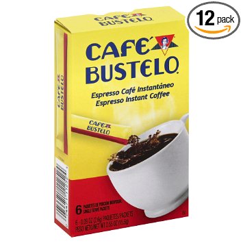 Café Bustelo Instant Coffee Single Serve Packets, 6 Count (Pack of 12)