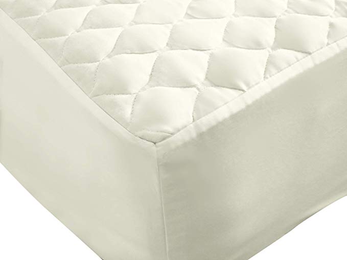 Whisper Organics 100% Organic Cotton Quilted Mattress Cover, 17" Deep - GOTS Certified (Queen, Ivory)