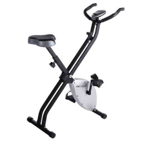 Ancheer Folding Upright Bike Indoor Cycle Trainer Exercise w/ LCD Display