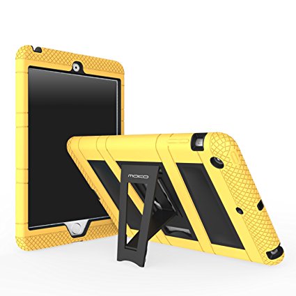 MoKo Case for iPad Mini 3 / 2 / 1, Silicone   Black Hard Polycarbonate Protector with Foldable Stand Cover Case for Mini 3, Mini 2 and Mini (2012 1st gen), YELLOW (Will not fit iPad Mini 4)