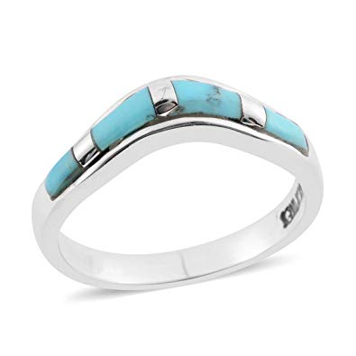 Southwest Jewelry Band Ring for Women 925 Sterling Silver Kingsman Turquoise Gift