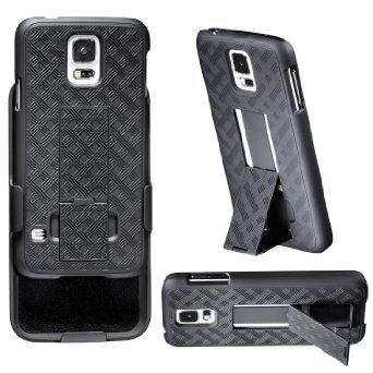 Galaxy S5 Holster - WizGear (TM) 3-in-1 Combo Includes Protective Case and Belt Clip Holster with Integrated Viewing Stand for Galaxy S5 [Fits AT&T, Sprint, Verizon, T-Mobile](Black)