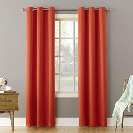 Sun Zero Becca Energy Efficient Grommet Curtain Panel, 40" x 95", Tangerine Orange