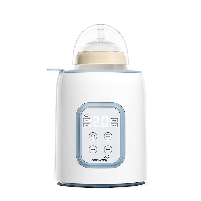 GROWNSY Bottle Warmer, 8-in-1 Fast Baby Milk Warmer with Timer for Breastmilk or Formula, Accurate Temperature Control, Multifunctional Baby Bottle Warmers for All Bottles- Blue