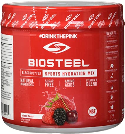 Biosteel High Performance Sports Drink Powder, Naturally Sweetened with Stevia, Mixed Berry, 140 Gram