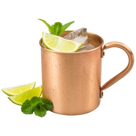 Moscow Mule Pure Copper Mug: 100% Solid Copper Cup, 16 Ounces, No Inner Linings, Perfect for Russian Moscow Mules, Cocktail and Cold Drinks, with Quick Cocktail Recipe Ebook