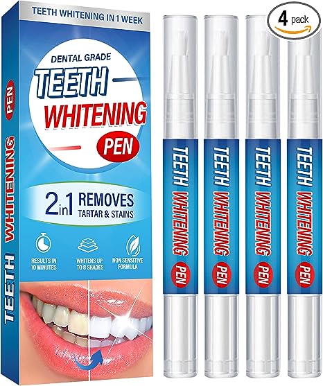 Teeth-Whitening-Pen, 4PCS Teeth-Whitening-Kits, Effective & Fast-Acting Teeth Whitening Gel, Easy to Use