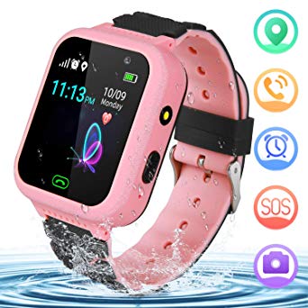 YENISEY Kids Smart Watch for Children GPS SOS Tracker Smartwatch, Waterproof with Chat Call Camera Alarm Clock Game Touch Screen Birthday Gifts for Girls and Boys (Pink)