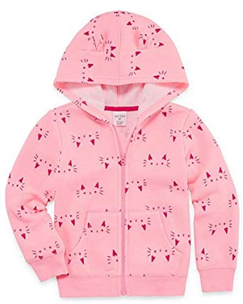 Pink Fleece Lined Toddler Cat Hoodie Sweatshirt