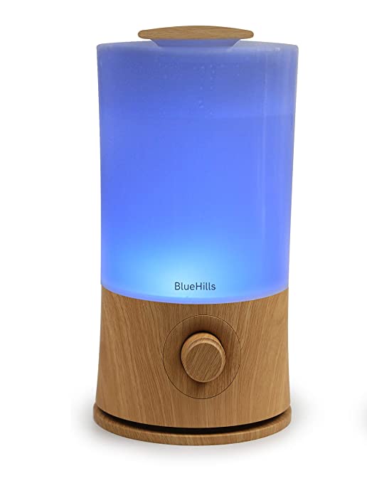 BlueHills Premium 2000 ML 2 Liter XL Extra Large Essential Oil Diffuser Aromatherapy Humidifier for Room Home 40 Hour Run Big Coverage Area High Mist 2L Capacity Light Wood Grain (E005)