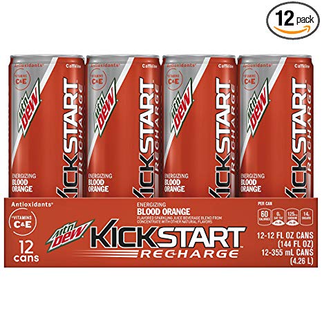 Mountain Dew Kickstart Recharge, Blood Orange, 12 Ounce (Pack of 12)