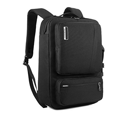 SOCKO 17.3 Inch Convertible Three Multipurpose Laptop Bag Muti-functional Backpack / Briefcase / Shoulder Bag / Messenger Bag Include Strap For Dell / Toshiba / HP / Lenovo / Men/Women (Black Black)