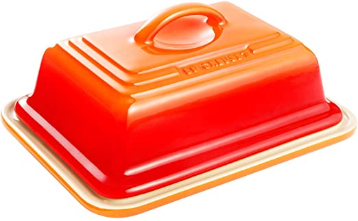 Le Creuset Stoneware Butter Dish, 6.75" x 5" x 3.5", Flame