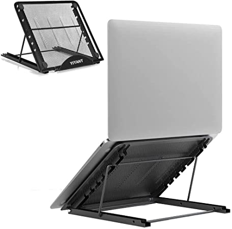 YIYANT Laptop Stand, Universal Foldable Ventilated Desktop Laptop Holder, Lightweight Ergonomic Tray Cooling Stand Mount for iM(ac)/Laptop/Notebook Computer/Tablet (Black)