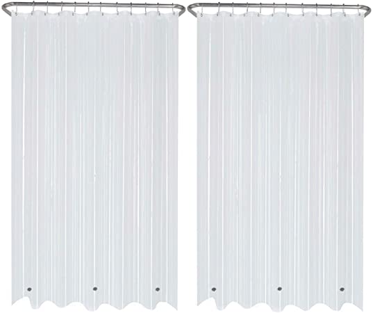LiBa Shower Curtain Liners, Mildew Resistant, PEVA 2 Pack Clear Bathroom 72" W x 72" H, 8G Heavy Duty Antimicrobial